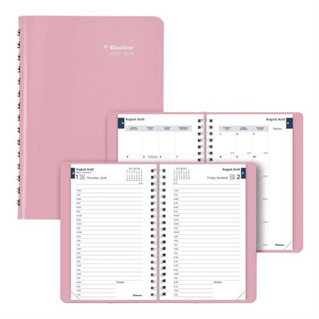 Agenda académique quotidien rose