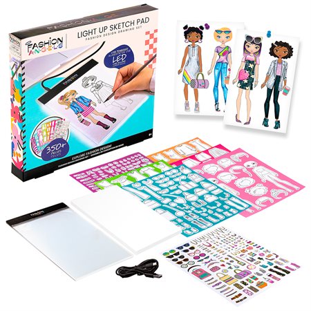 Fashion Angels - Ensemble de conception de mode - Light Up Sketch Pad - 350 pièces